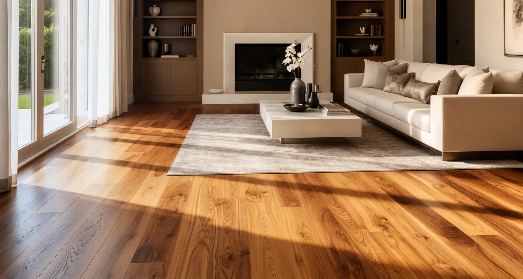 Freshly installed hardwood flooring in Woodland, CA