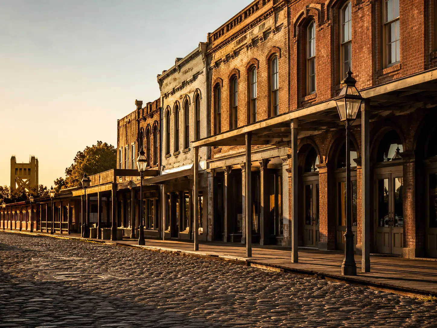 Old Sacramento historic cobblestone street