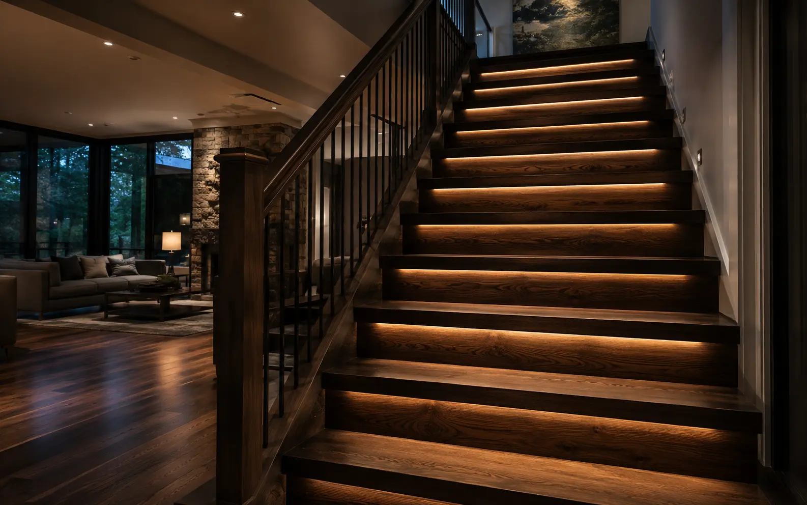Custom Staircase with LED Lighting