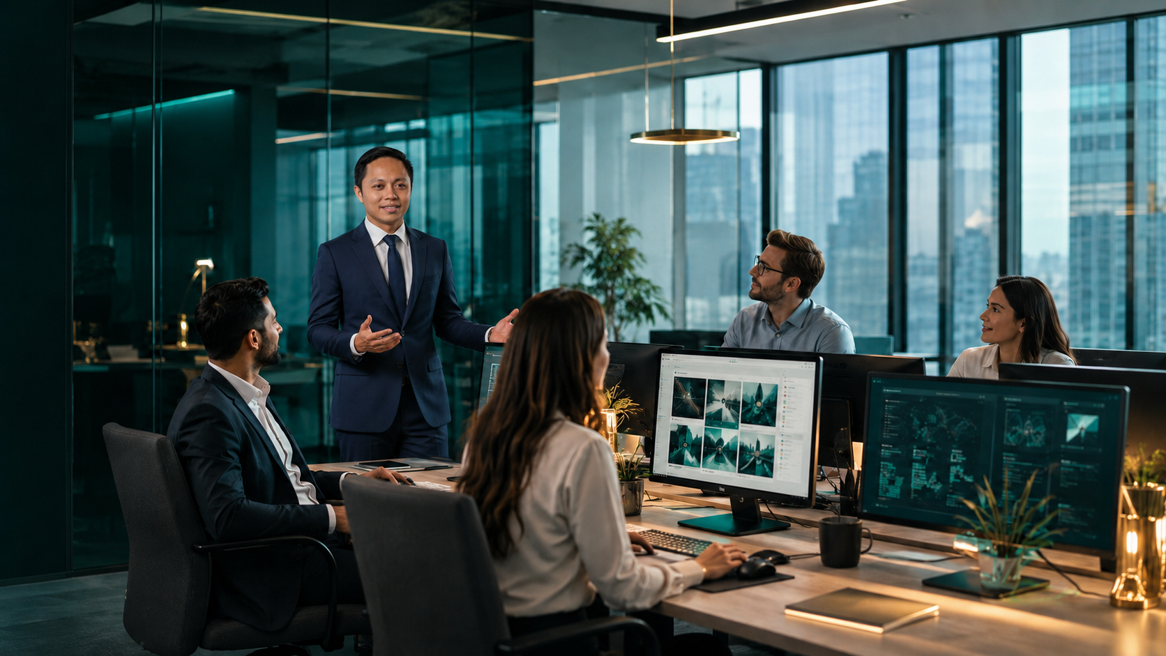 PRS Marketing Consulting - Professional team in modern office leading AI-powered business transformation and growth strategies