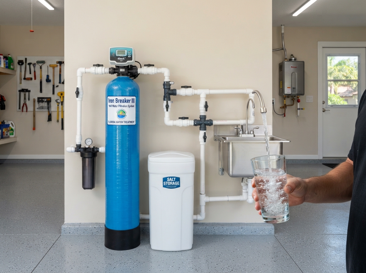 Iron Breaker III well water filtration system installed in a Florida home