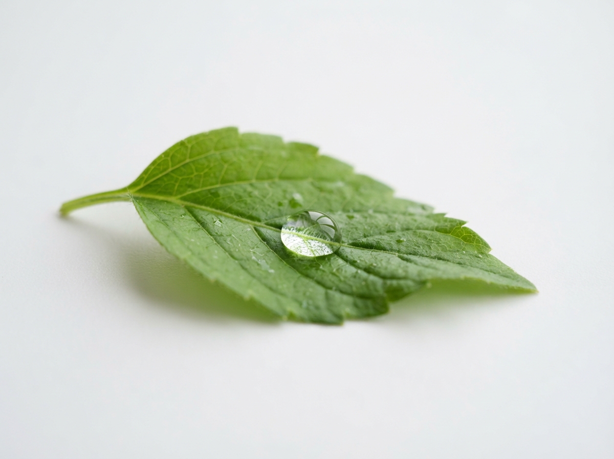 Eco-friendly green leaf with water droplet representing environmental water conservation