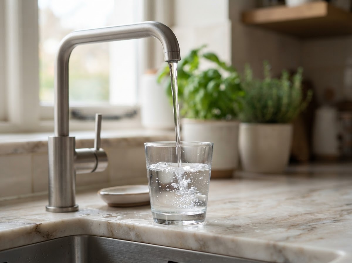 Clean crystal clear tap water after Iron Breaker III installation