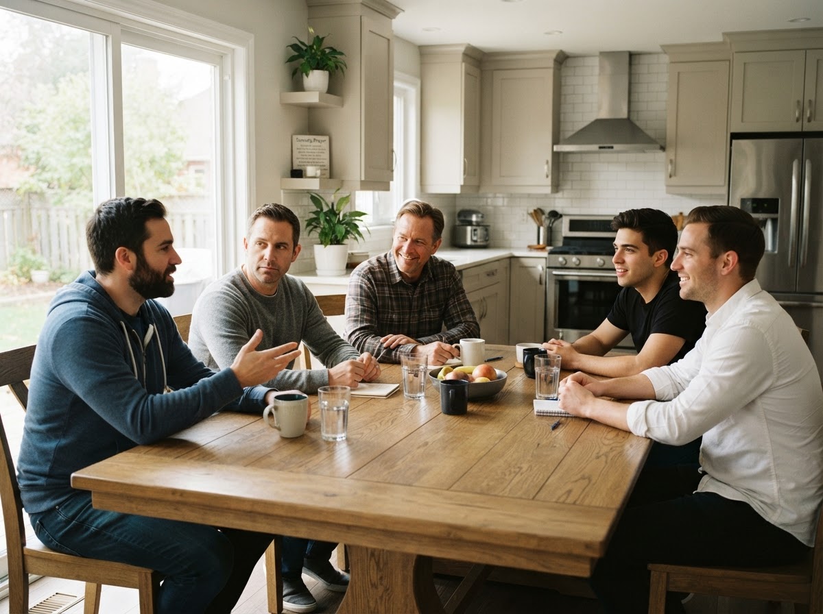 Men supporting each other in recovery