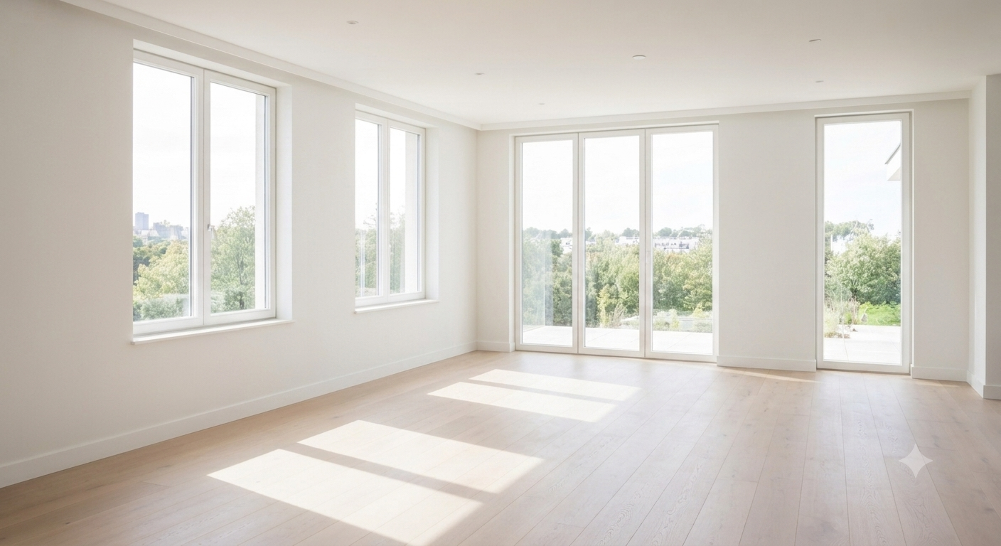 Before staging, an empty room with no furniture