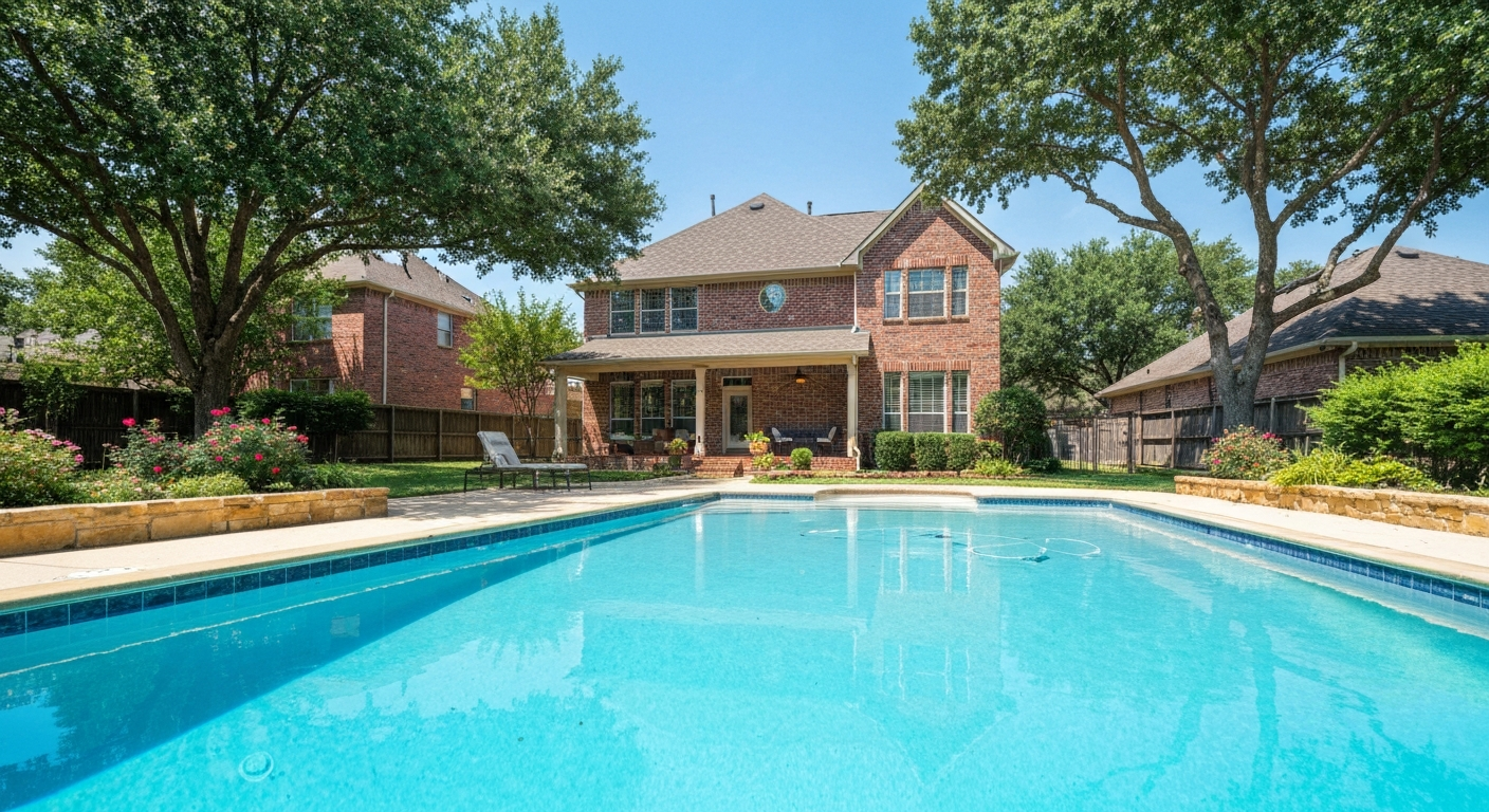 Pristine crystal clear residential pool in North Texas