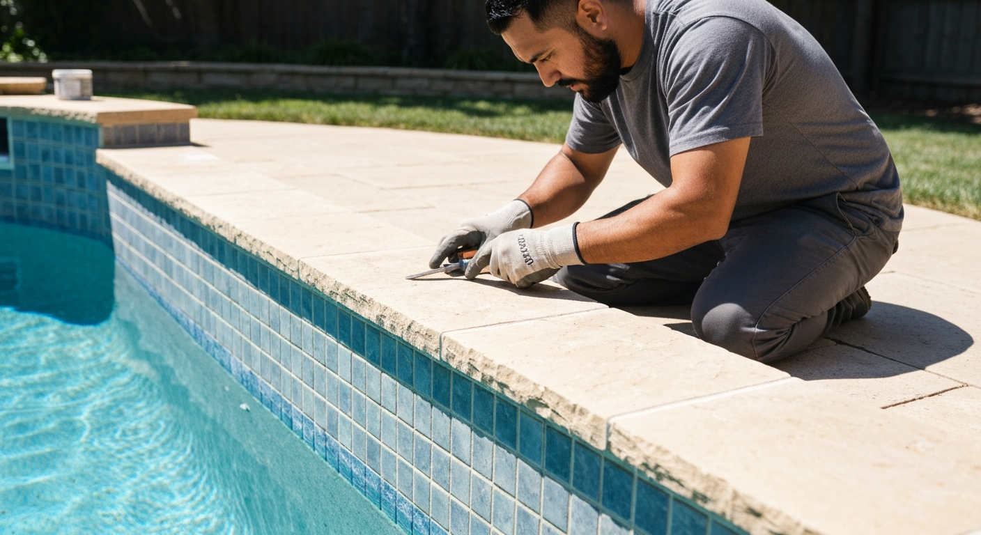 Pool tile and stone coping repair in North Texas