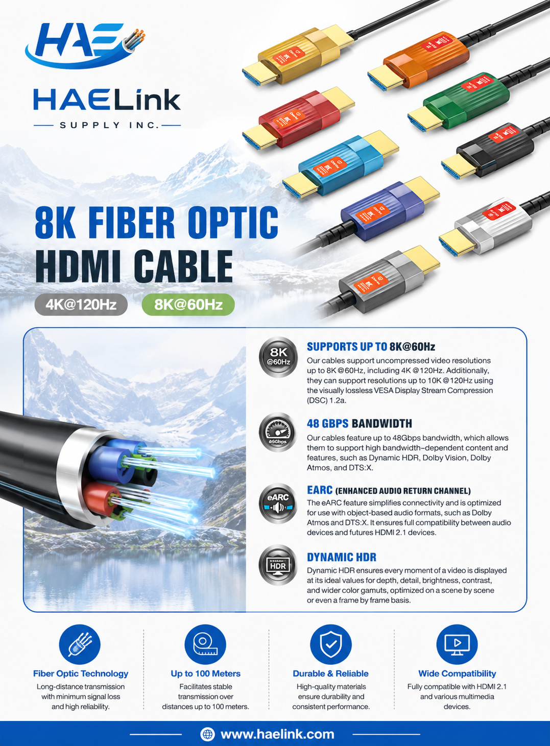 8K Fiber Optic HDMI Cable