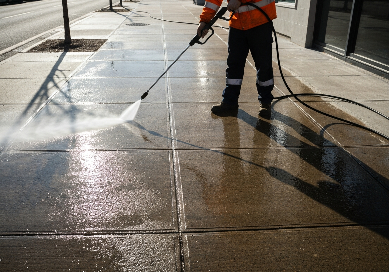 Concrete power washing