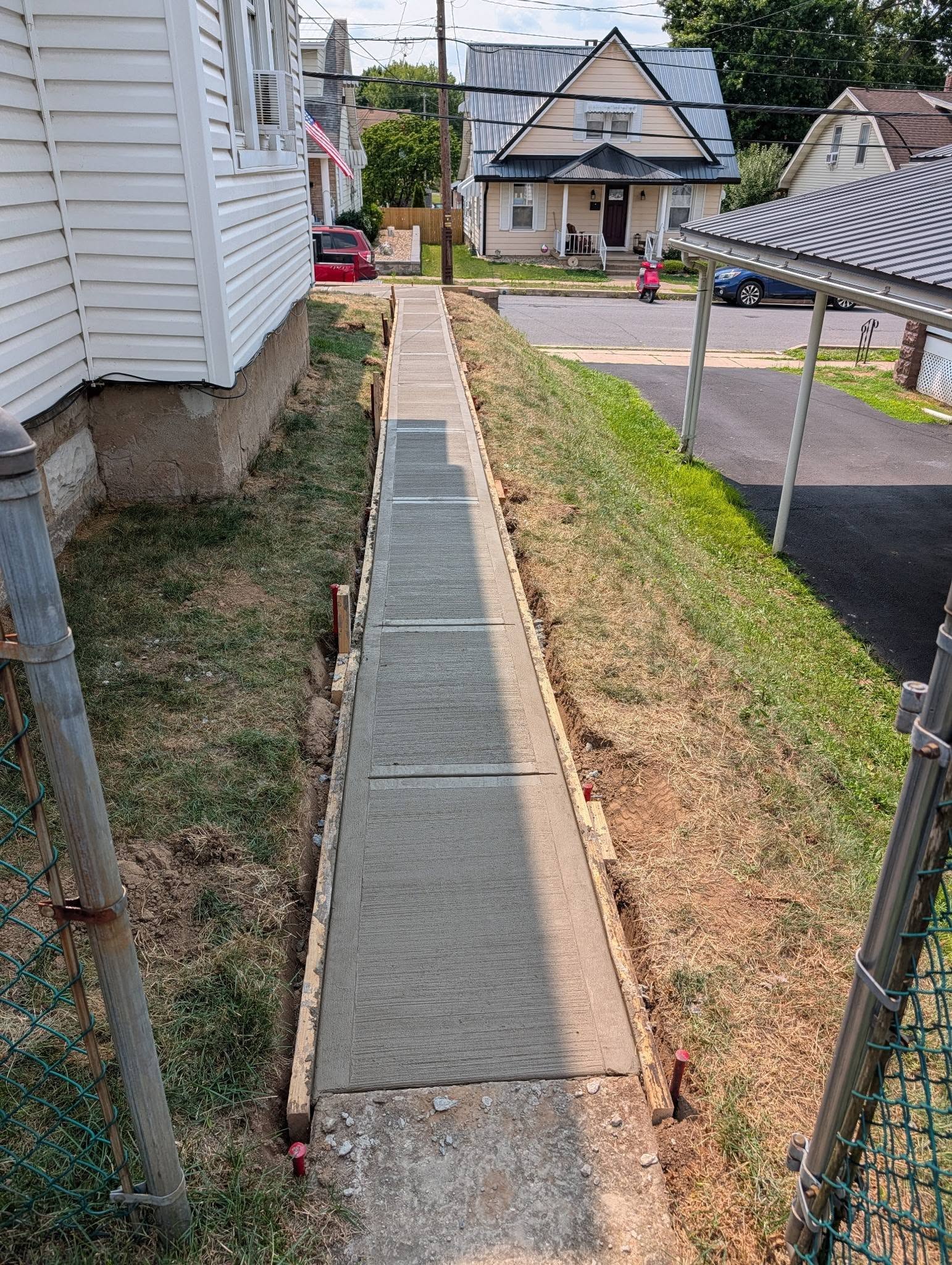 Newly installed clean broom finish sidewalk