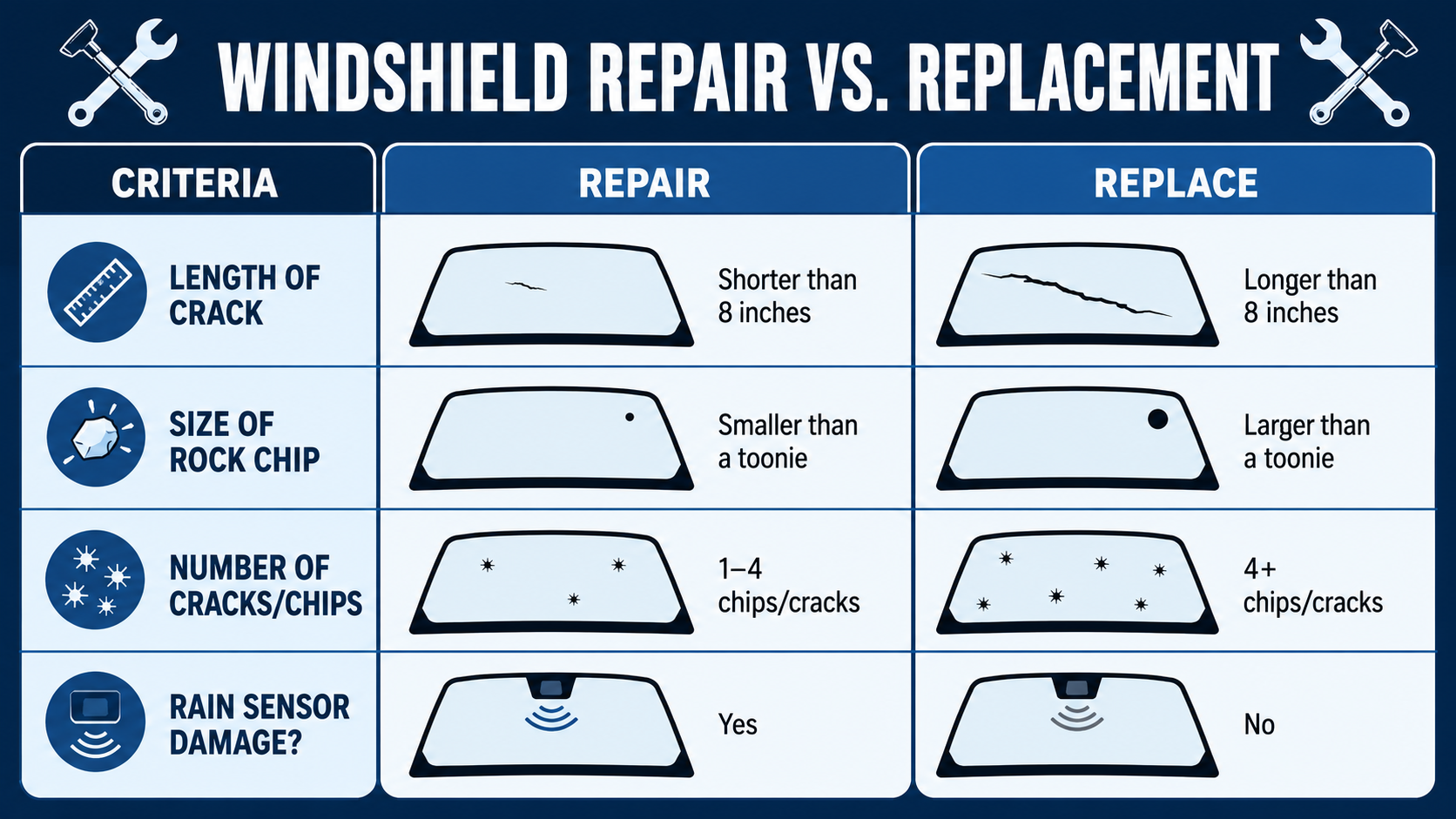 Windshield Repair vs Replacement Criteria