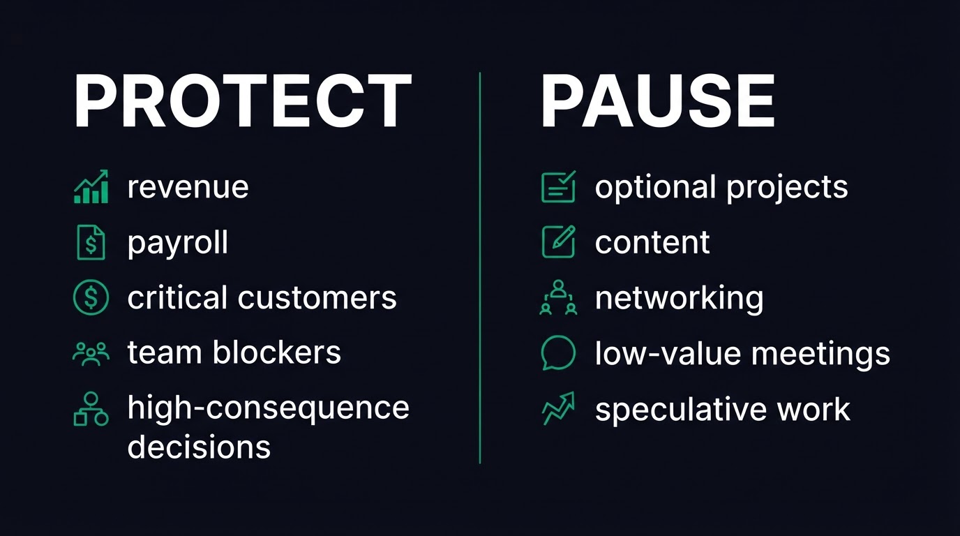 Minimum viable workweek framework: what to protect and what to pause during burnout recovery