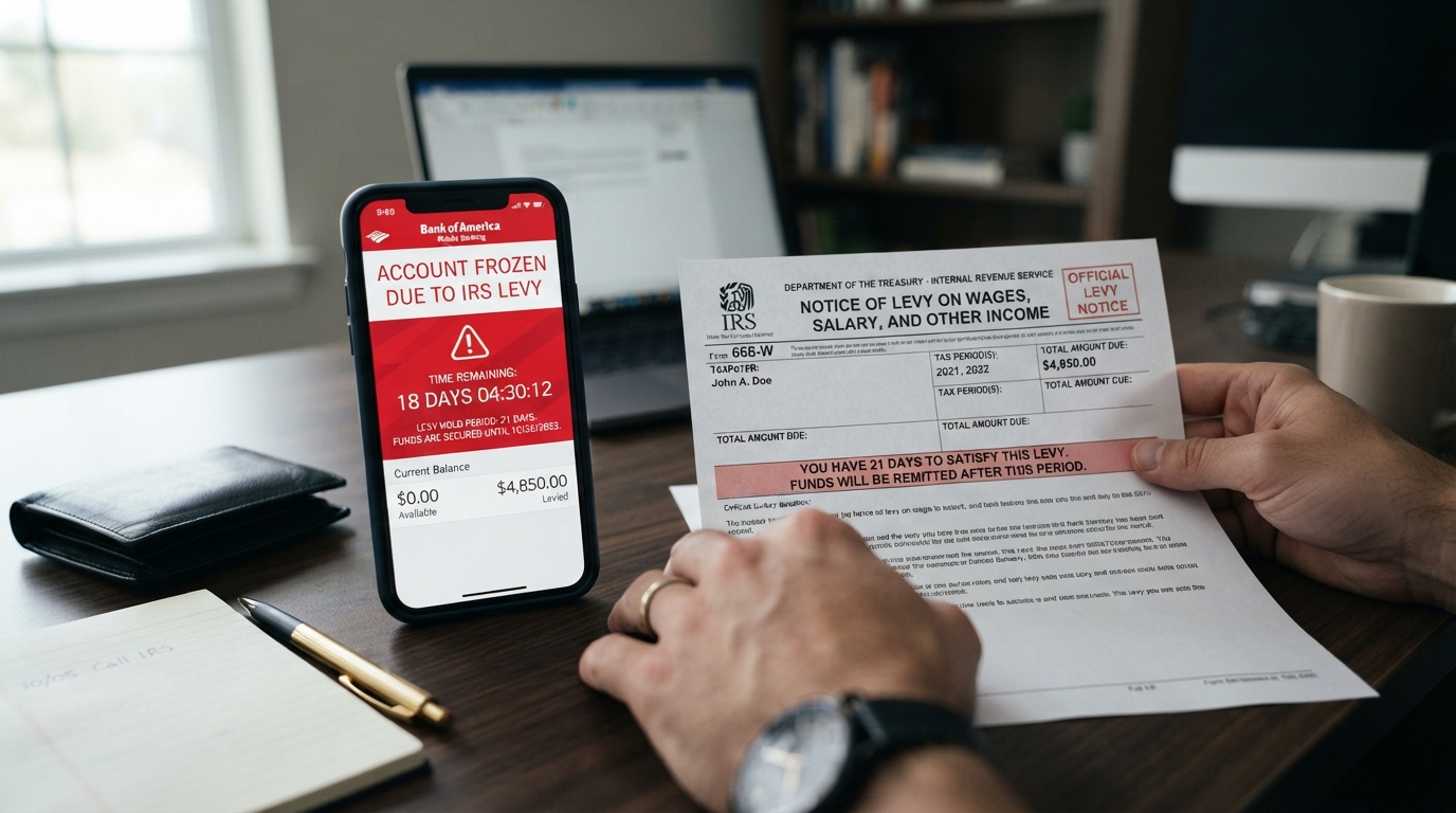 Your Bank Account Was Frozen by the IRS: What Happens in the 21-Day Holding Window