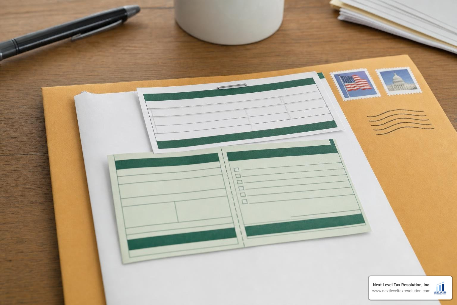 Certified mail return receipt attached to an official IRS filing package