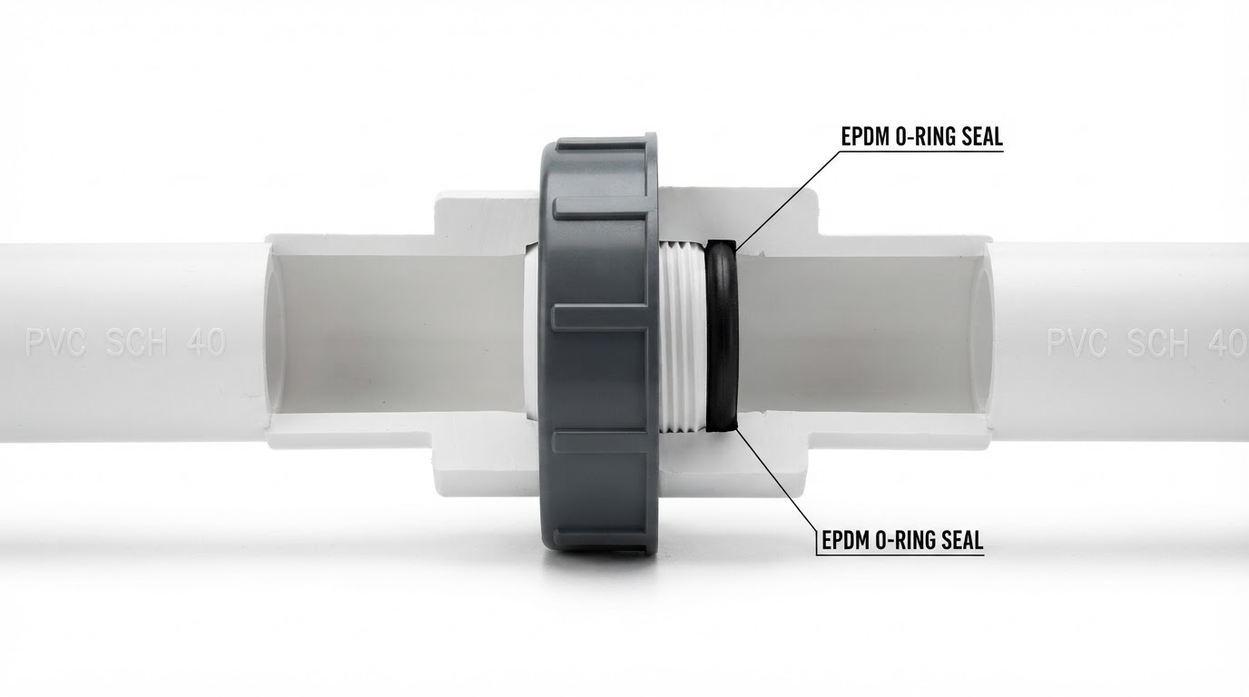 Leak-Free Pipe Connections Made Simple with PVC SCH40 Slip Union O-Ring Fittings
