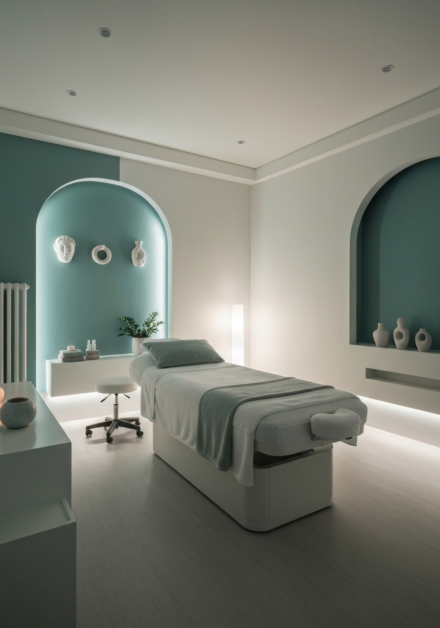 Relaxing facial spa treatment room
