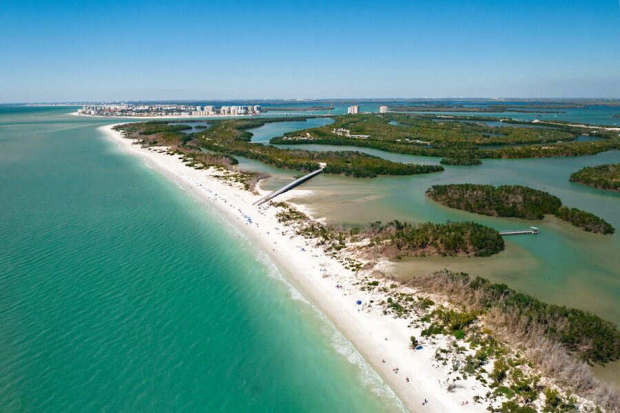 Aerial view of Lovers Key State Park