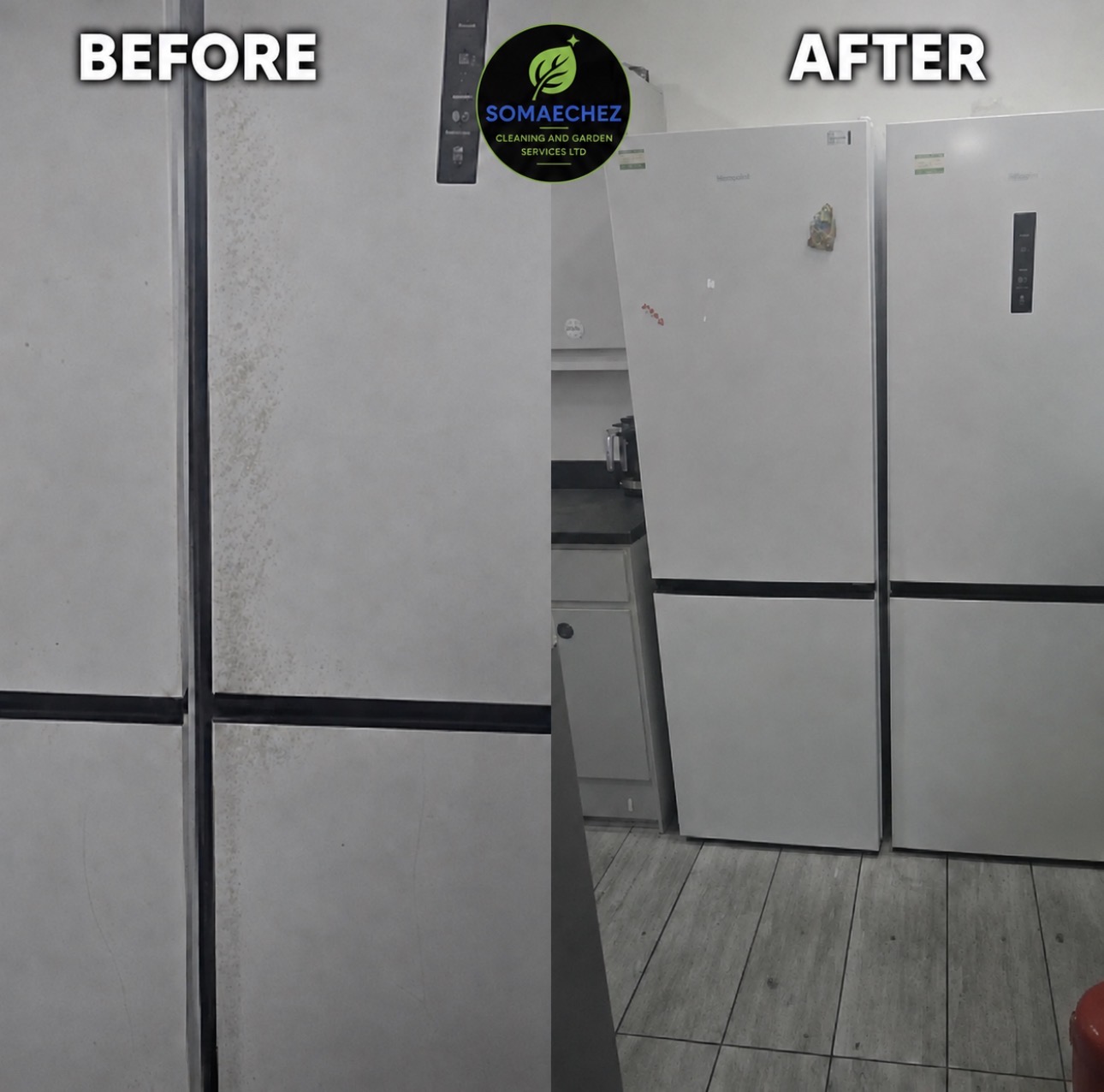Fridge cleaning before and after - grimy to sparkling clean