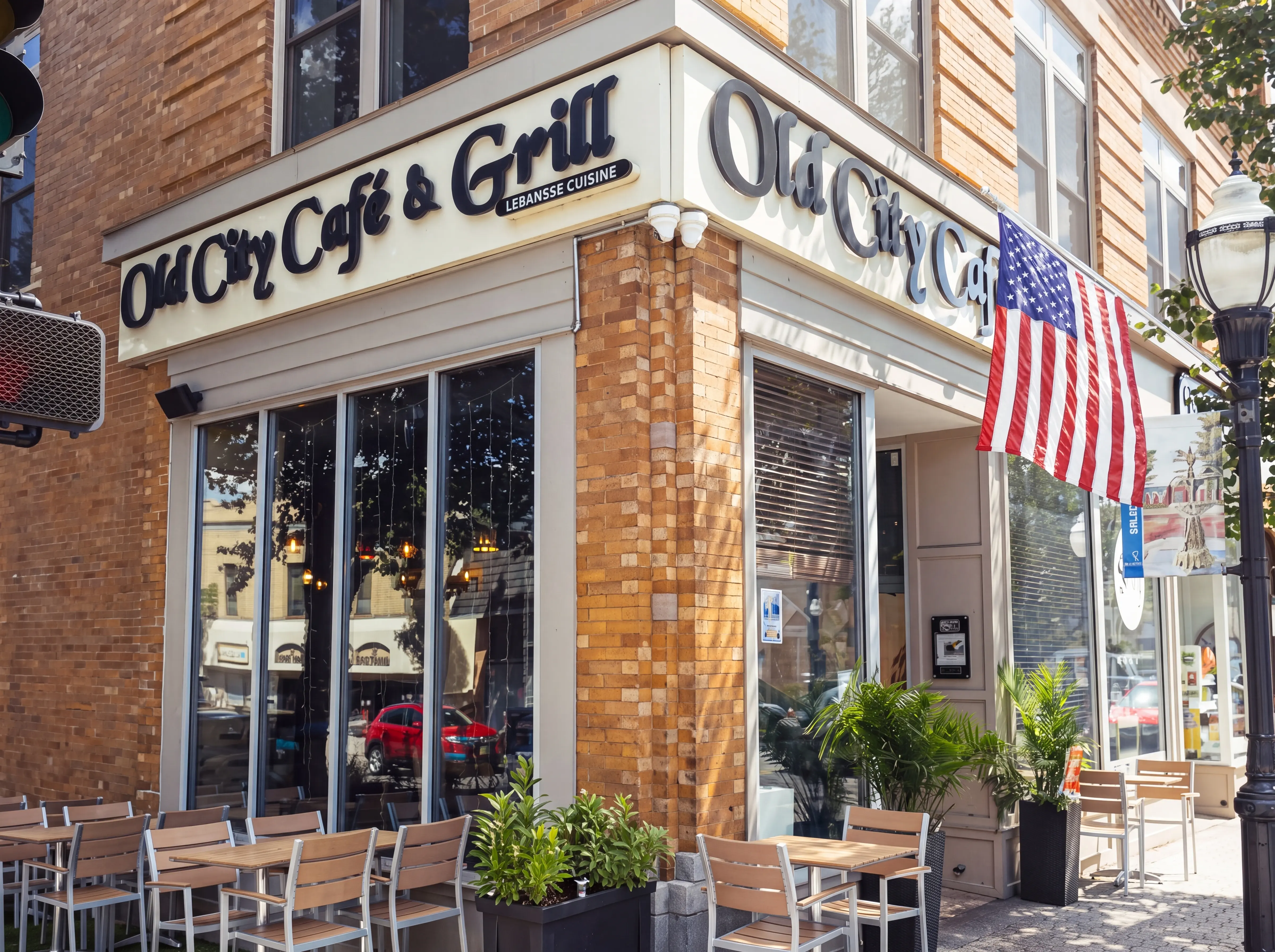 Old City Cafe & Grill storefront and outdoor seating in Downtown Cranford, NJ