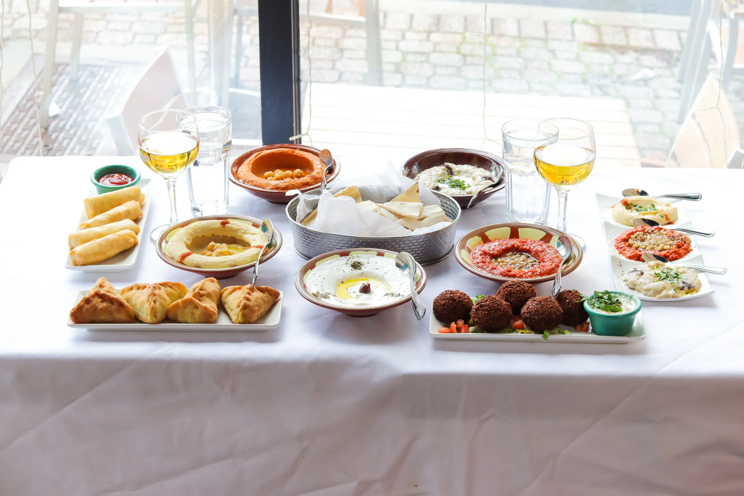 Lebanese and Mediterranean catering food spread from Old City Cafe & Grill