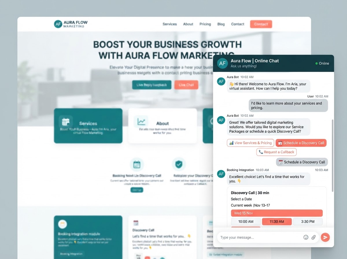 Live chat interface with automated conversation flow