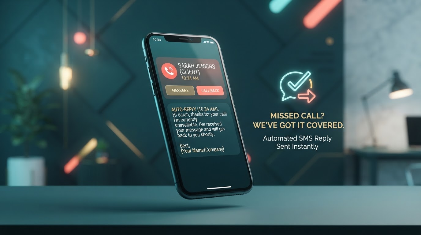 Automated missed call text response system