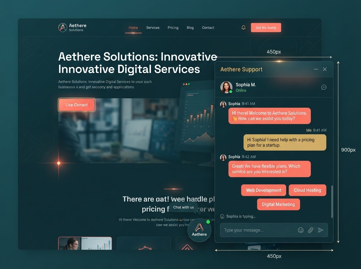Live chat interface with automated conversation flow