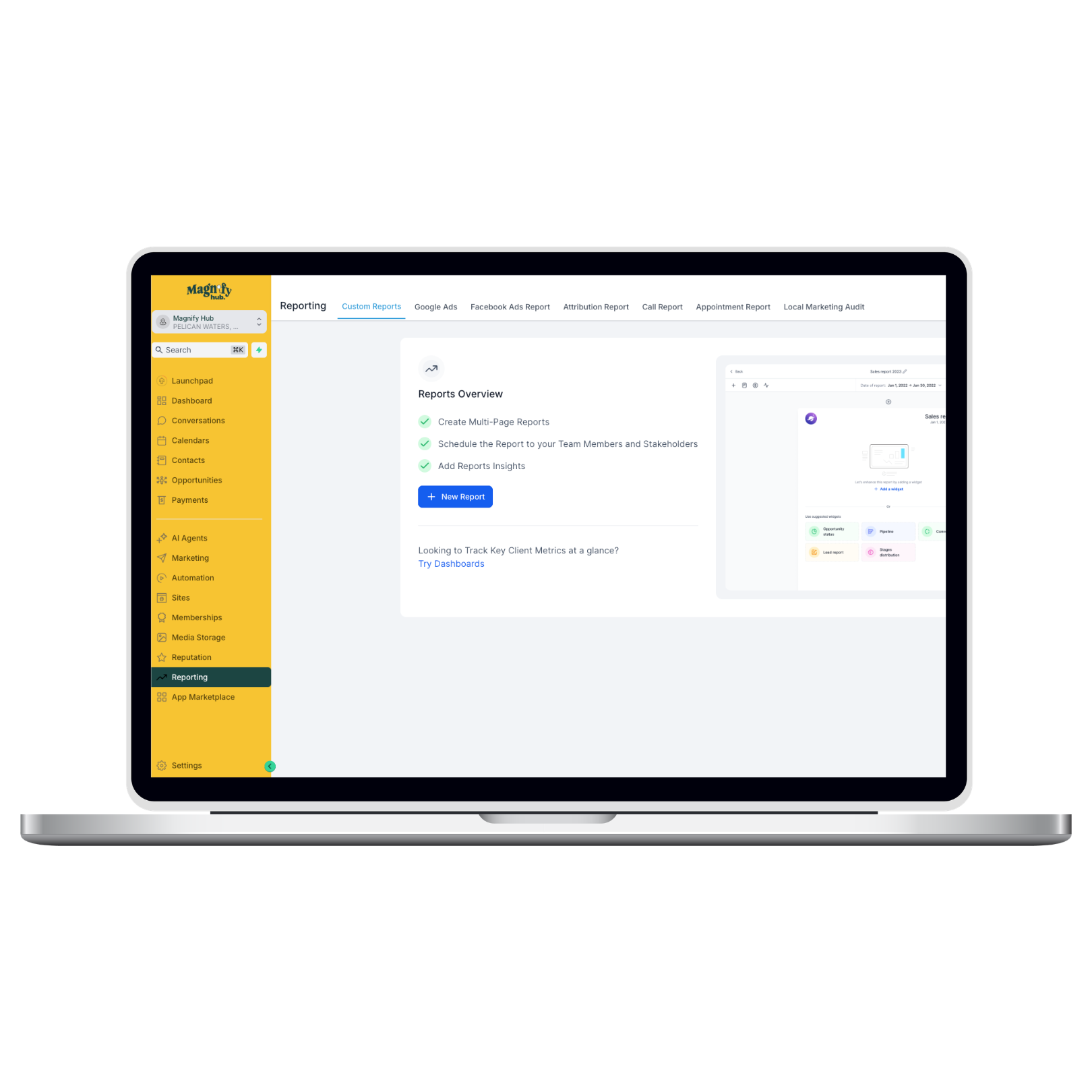 Magnify Hub Platform Dashboard Preview