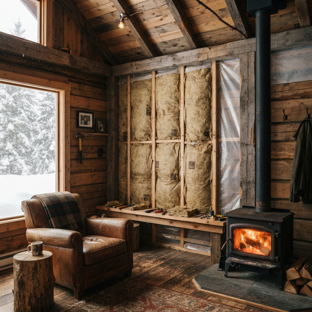 Isolation de chalet en bois pour usage toute l'année à Arlon