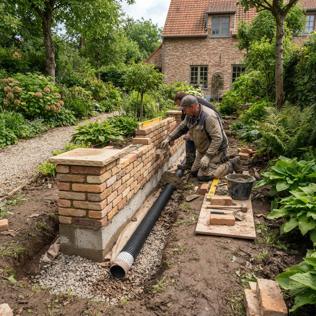 Construction de muret extérieur résistant au gel à Arlon