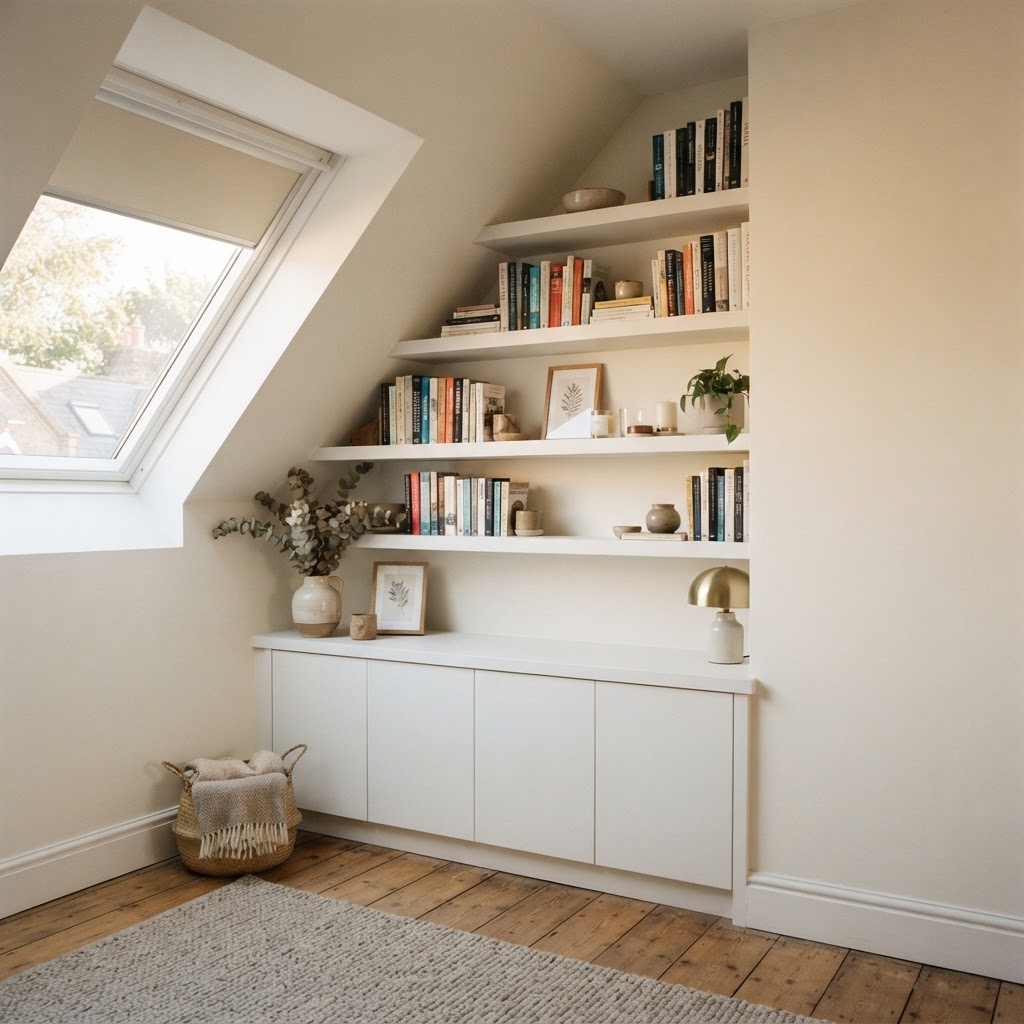 Rangements sur mesure en gyproc sous pente de toit à Arlon