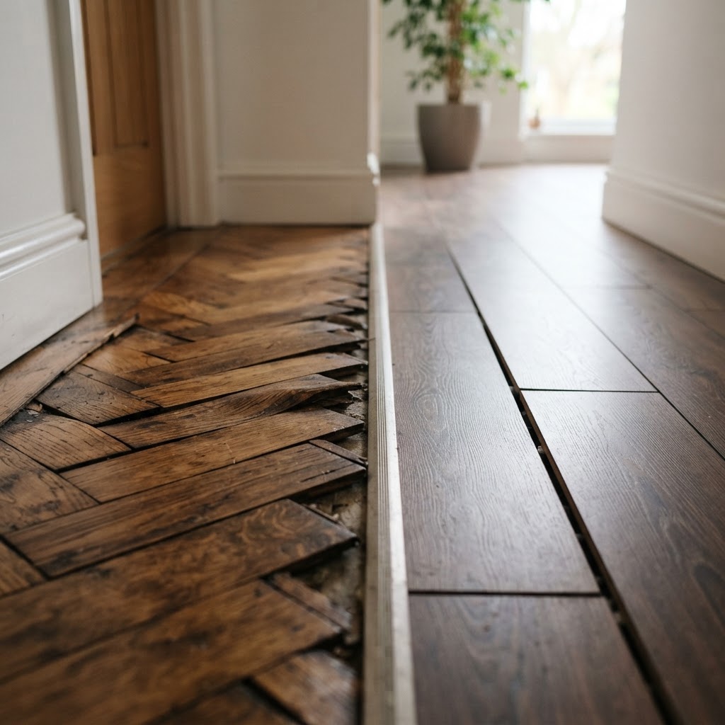 Erreurs de pose de parquet, lames disjointes à Arlon