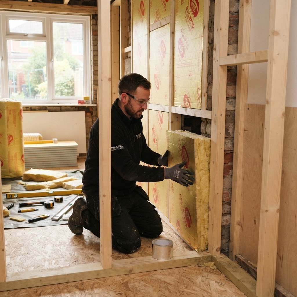 Isolation de murs par l'intérieur dans une maison à Arlon
