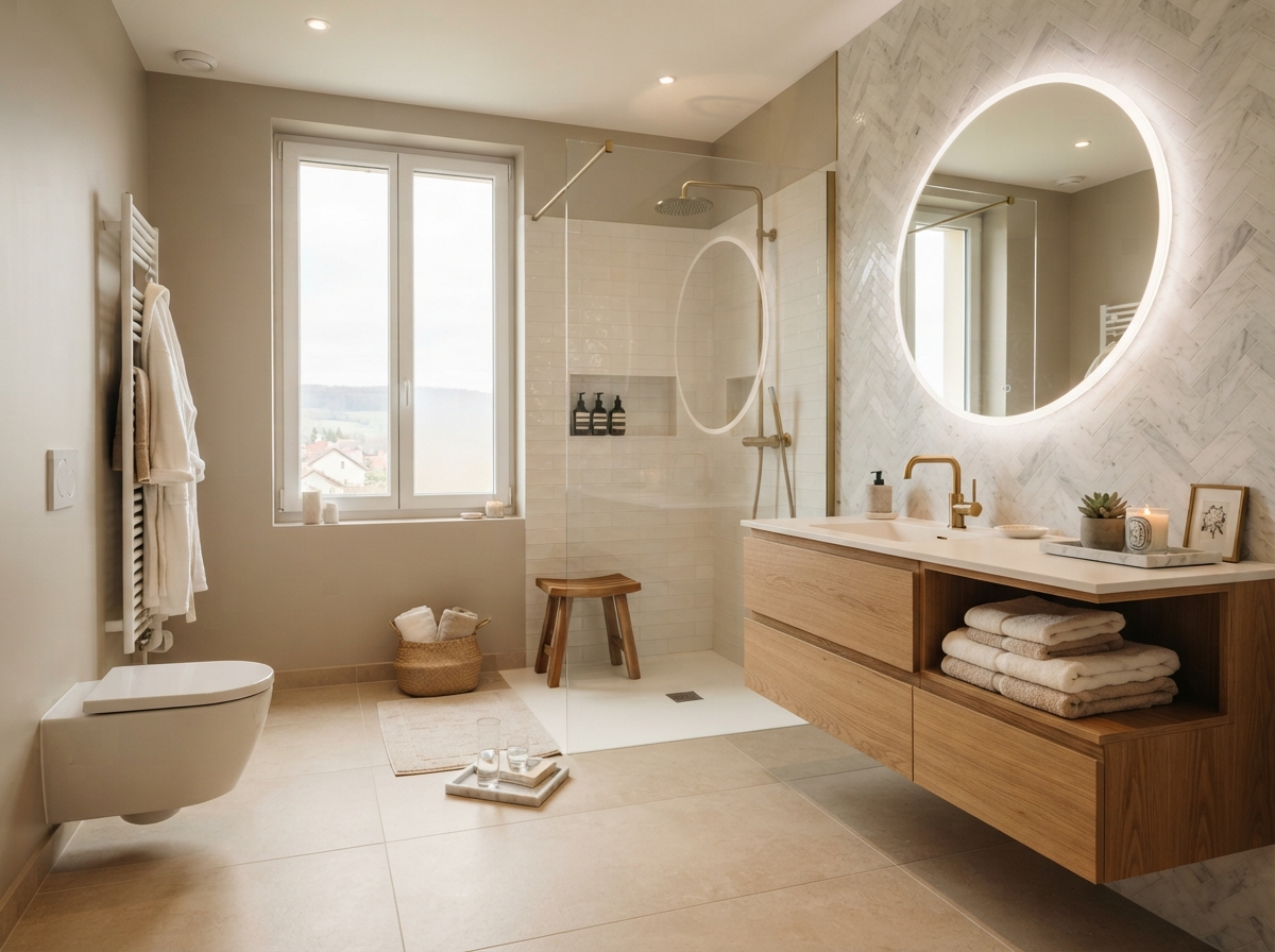 Salle de bain moderne préparée pour la vente dans la région frontalière d'Arlon