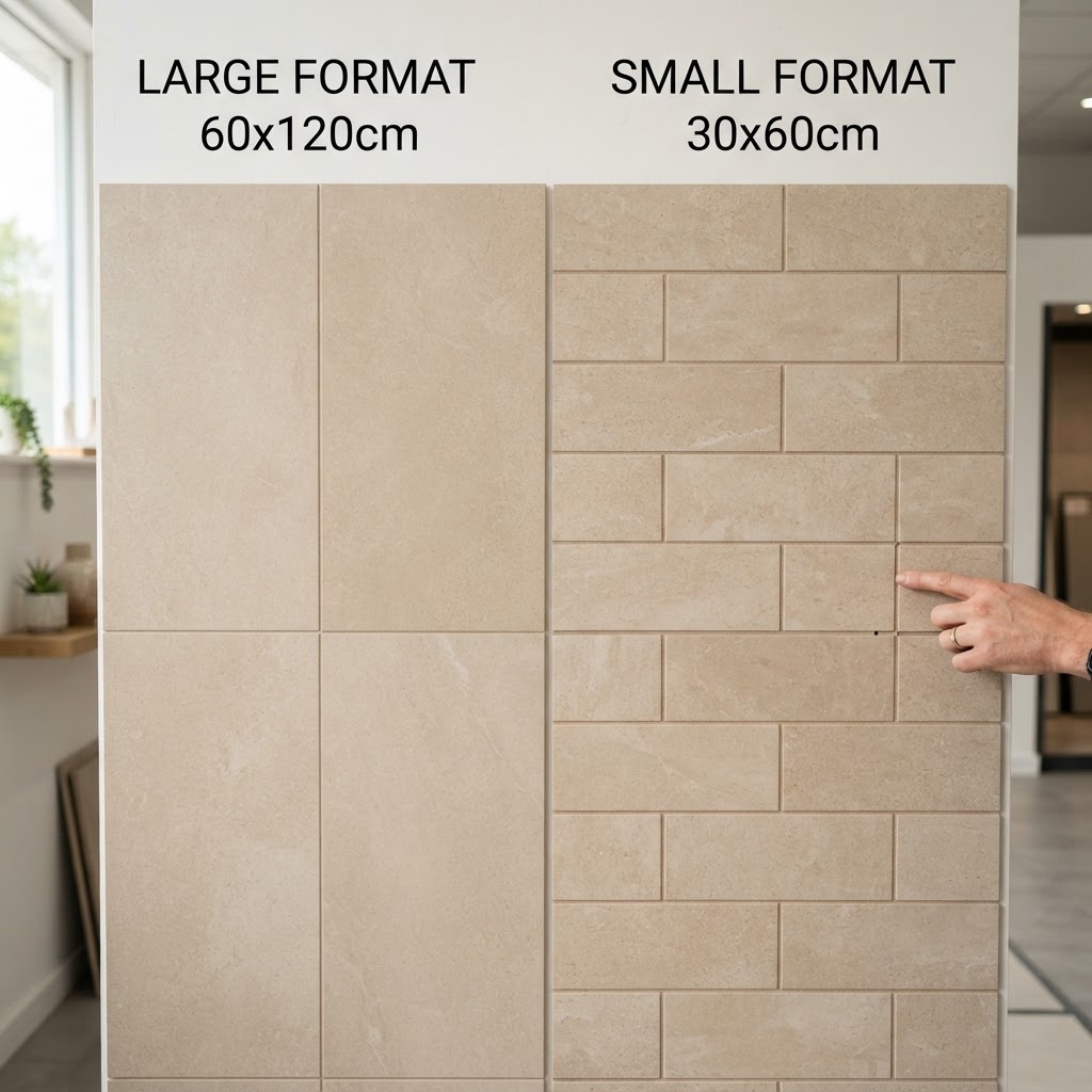 Comparaison petit et grand format de carrelage en province de Luxembourg
