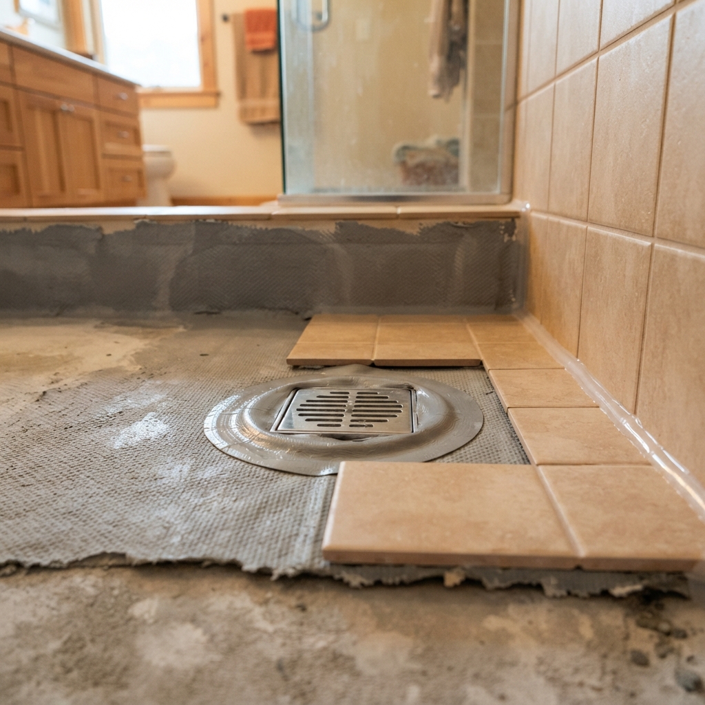 Étanchéité sous carrelage de salle de bain à Arlon