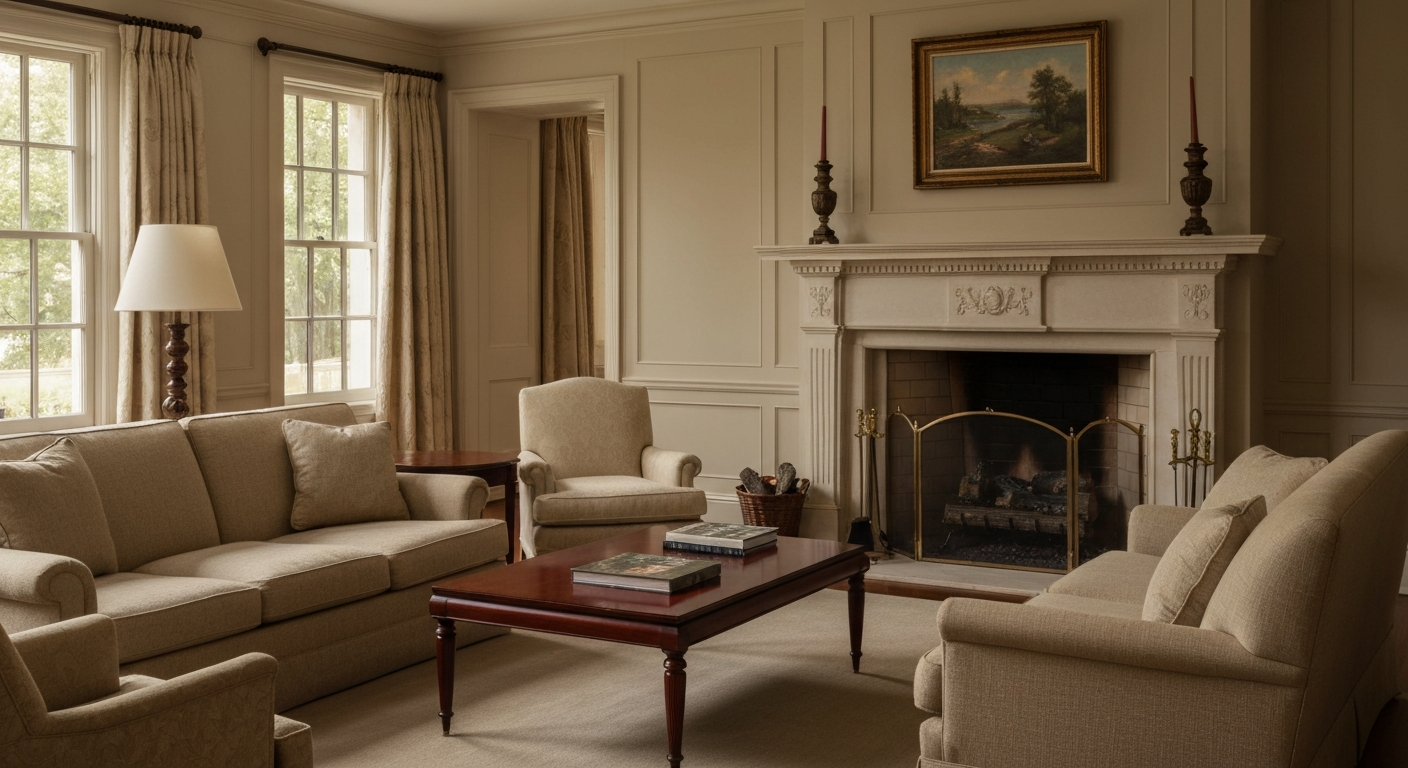 Peaceful and dignified traditional living room representing a compassionate estate transition
