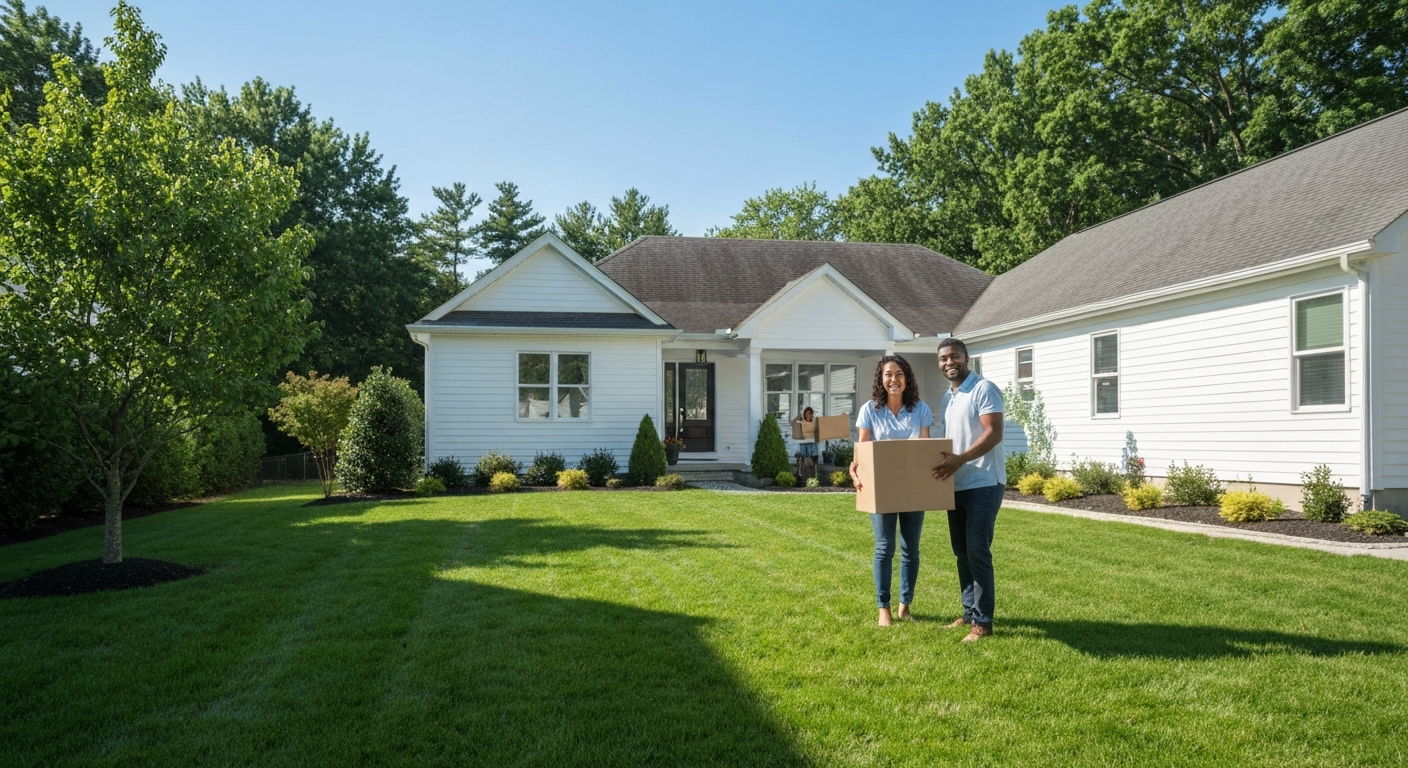 Family moving into a new home in Southern California