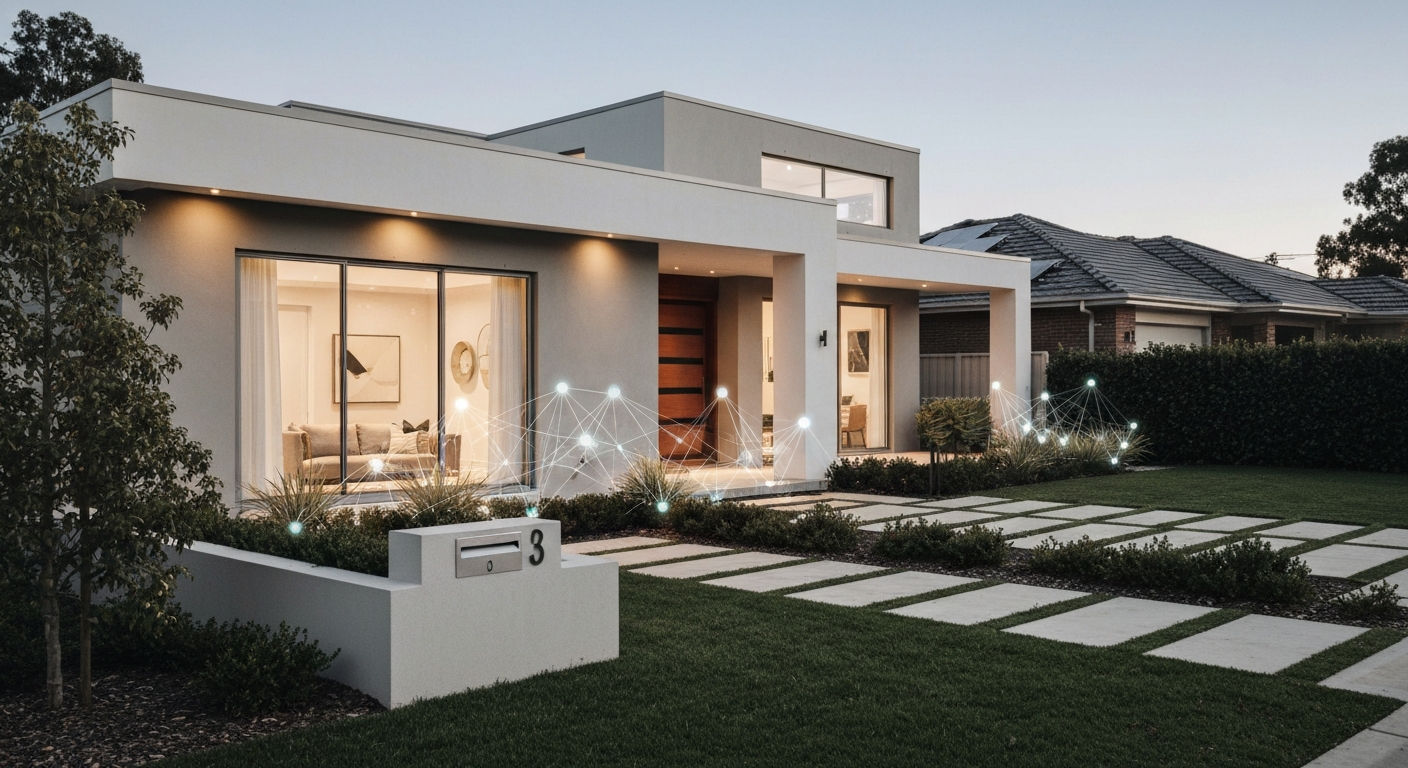 Accurate home valuation concept with modern home and data overlay