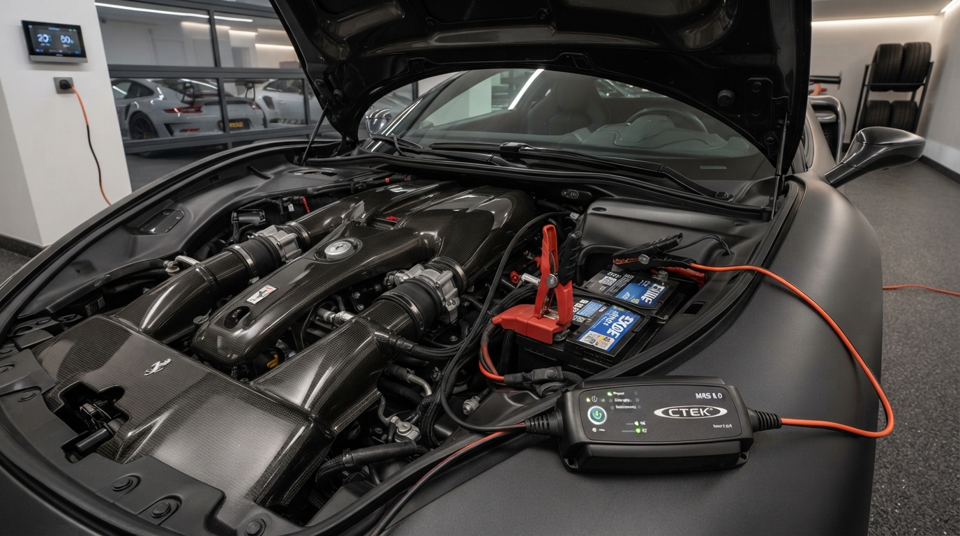Battery tender charger connected to vehicle terminal