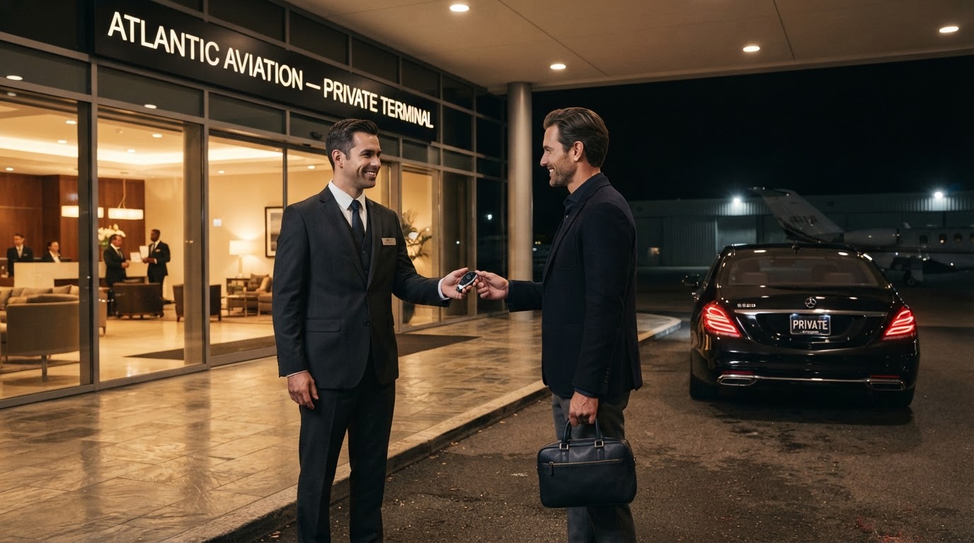 Valet handing keys at terminal doors