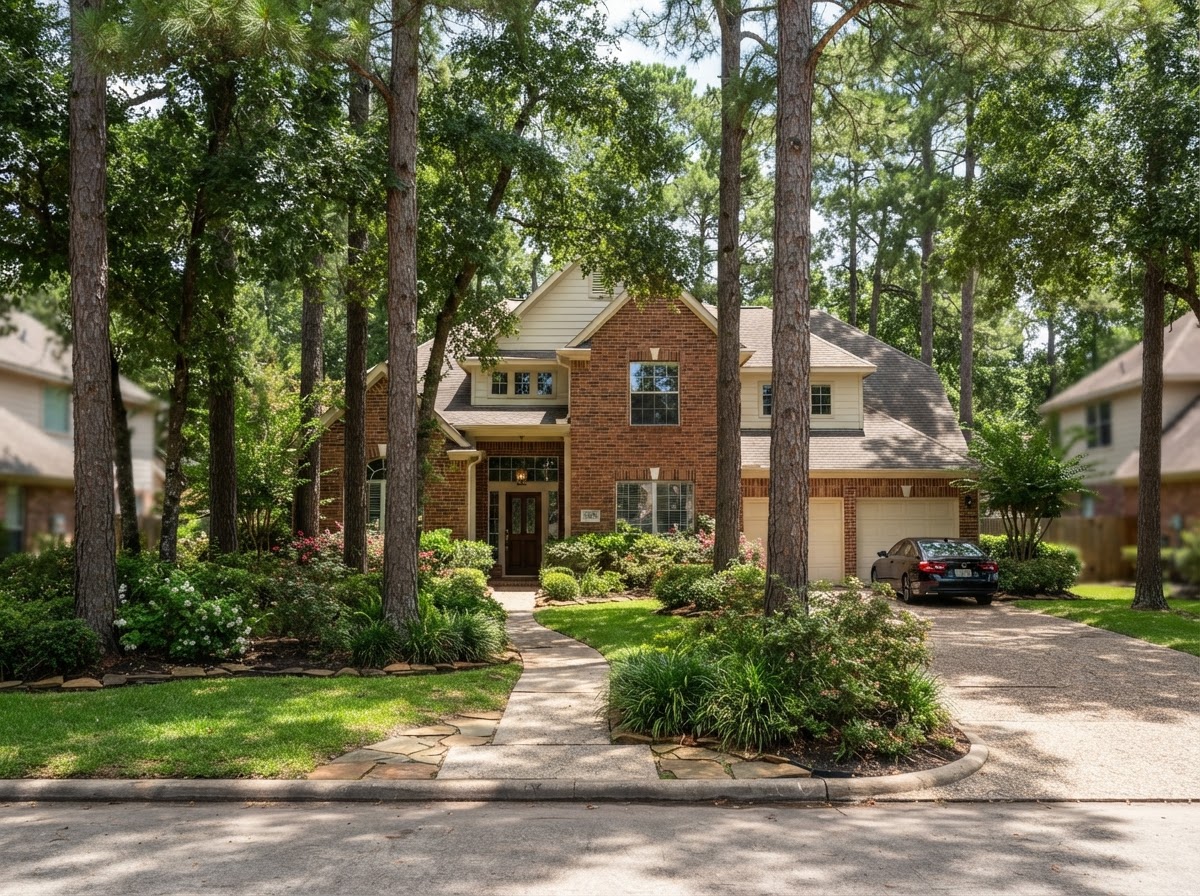 Established Kingwood home surrounded by mature pine and oak trees