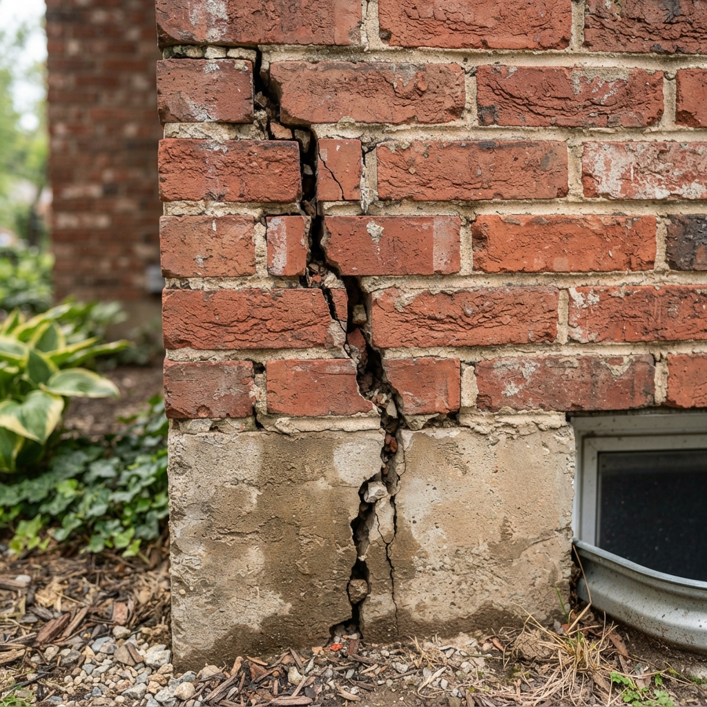 Foundation crack detail discovered during a home inspection
