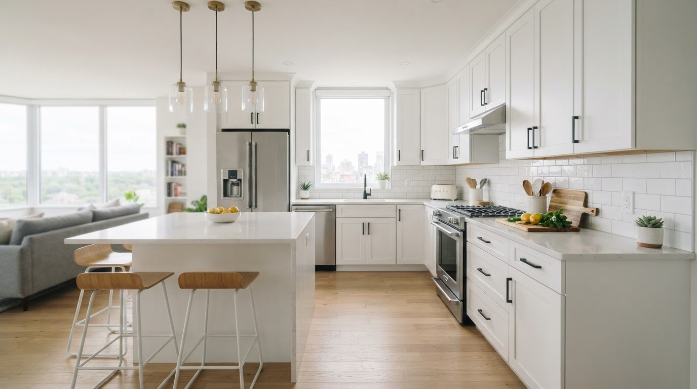 Kitchen remodel North Bergen NJ with quartz countertops and custom cabinets