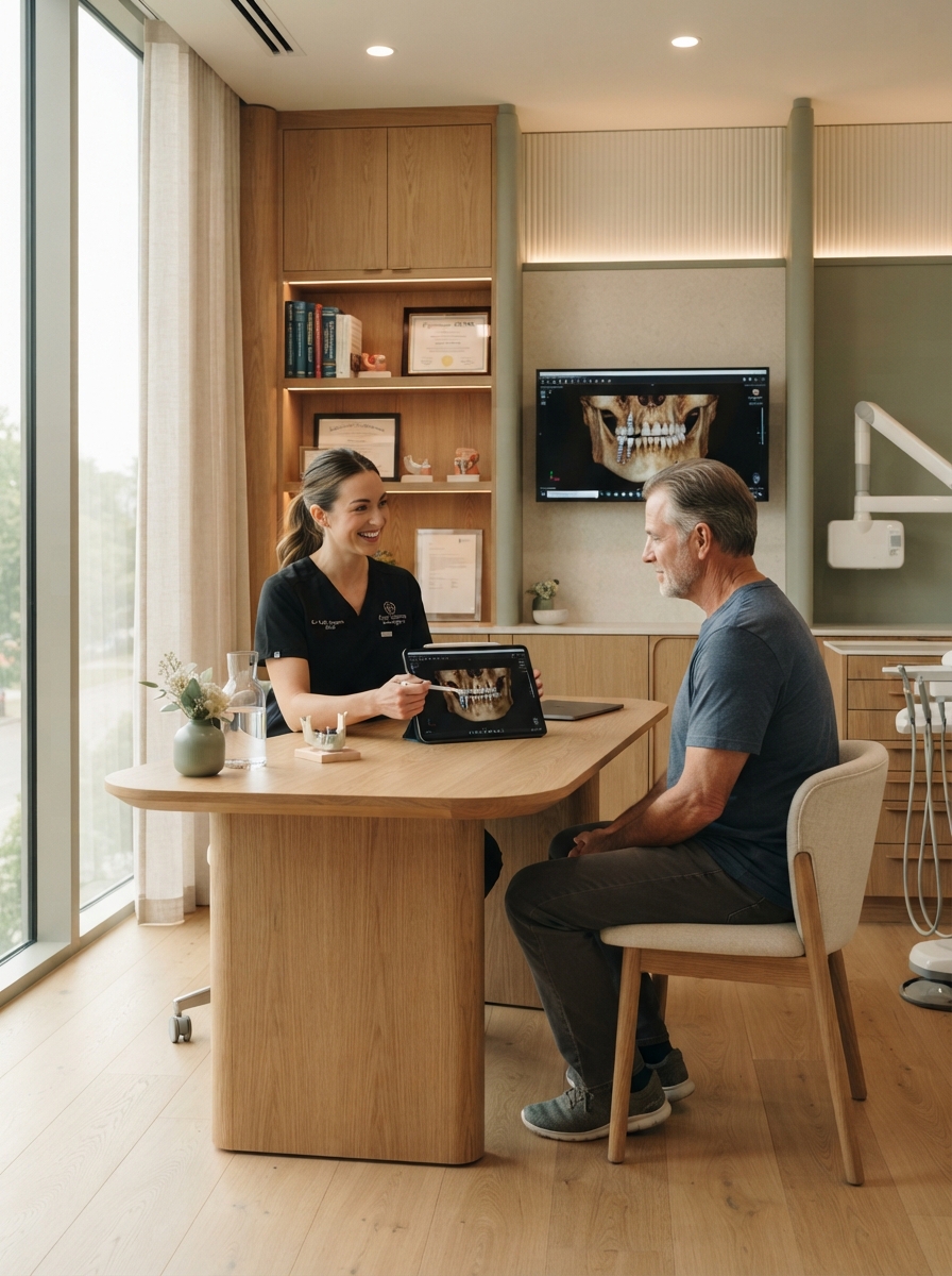 Aria Oral Surgery consultation room with 3D dental imaging review