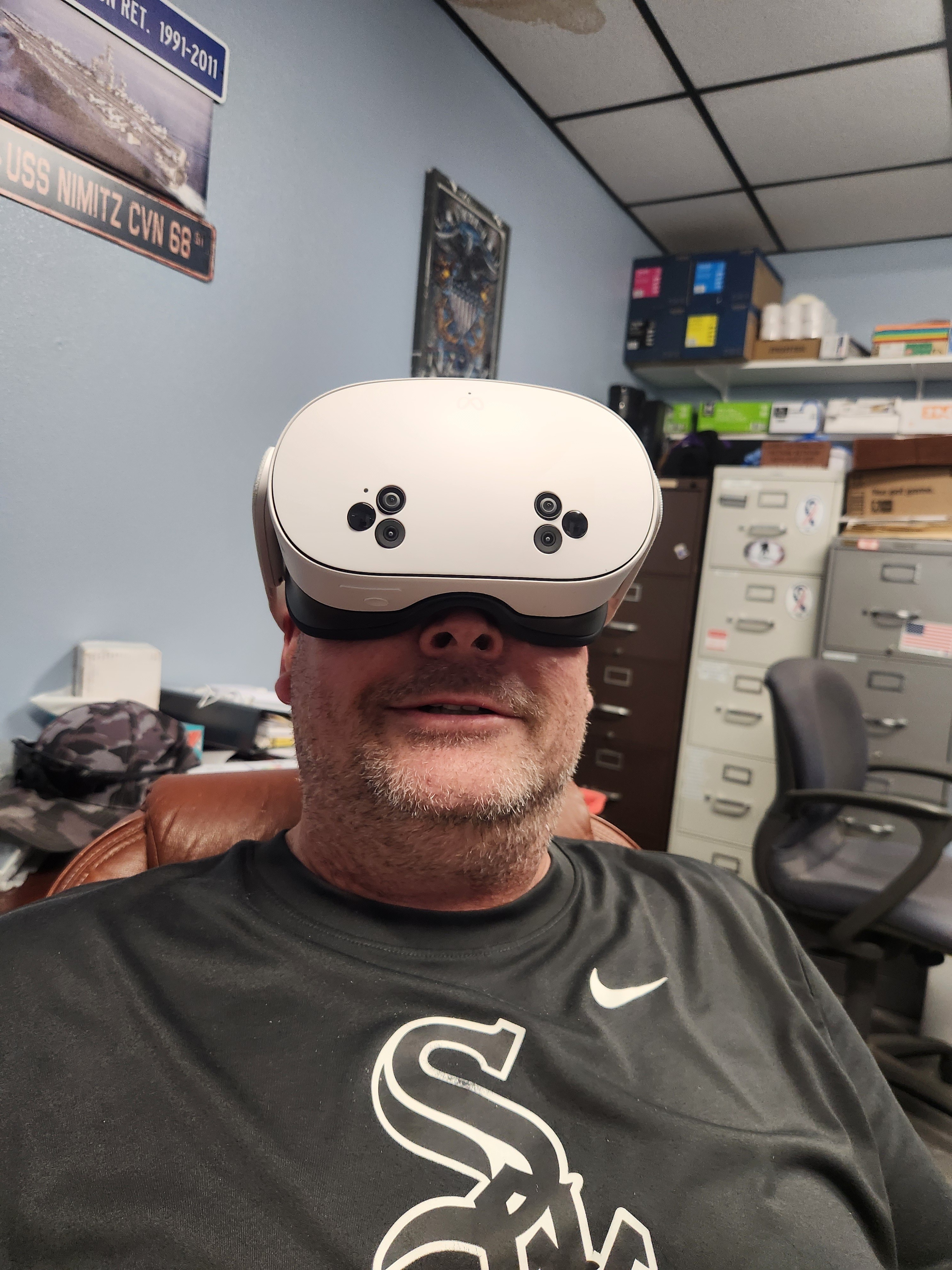 Veteran in VR session at home office