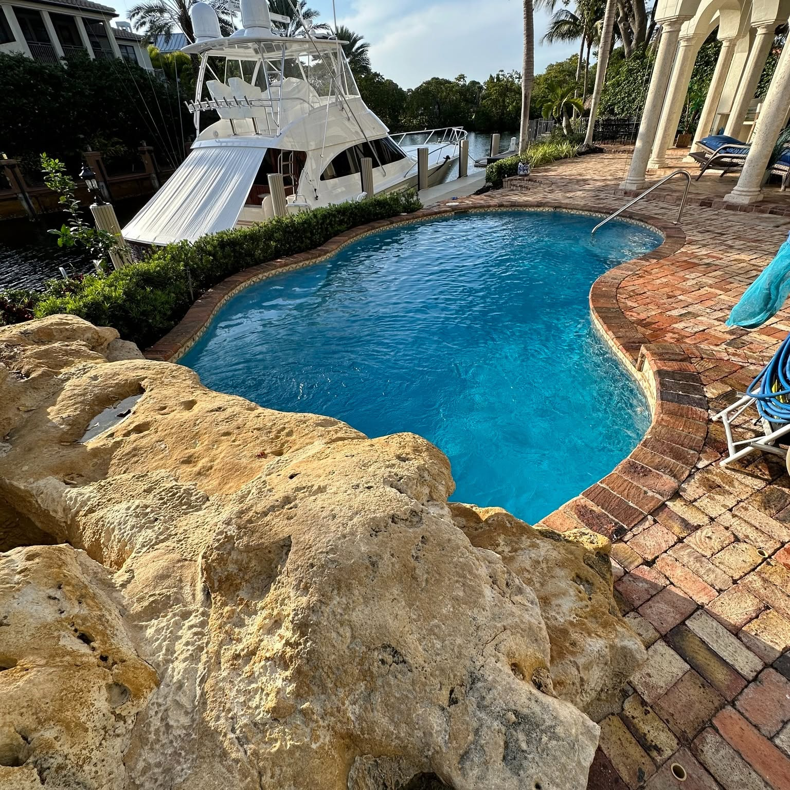 Waterfront Rock Waterfall Pool
