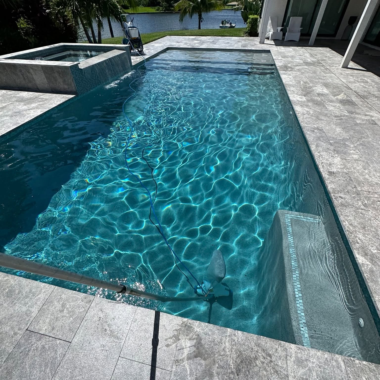 Modern Travertine Pool & Spa