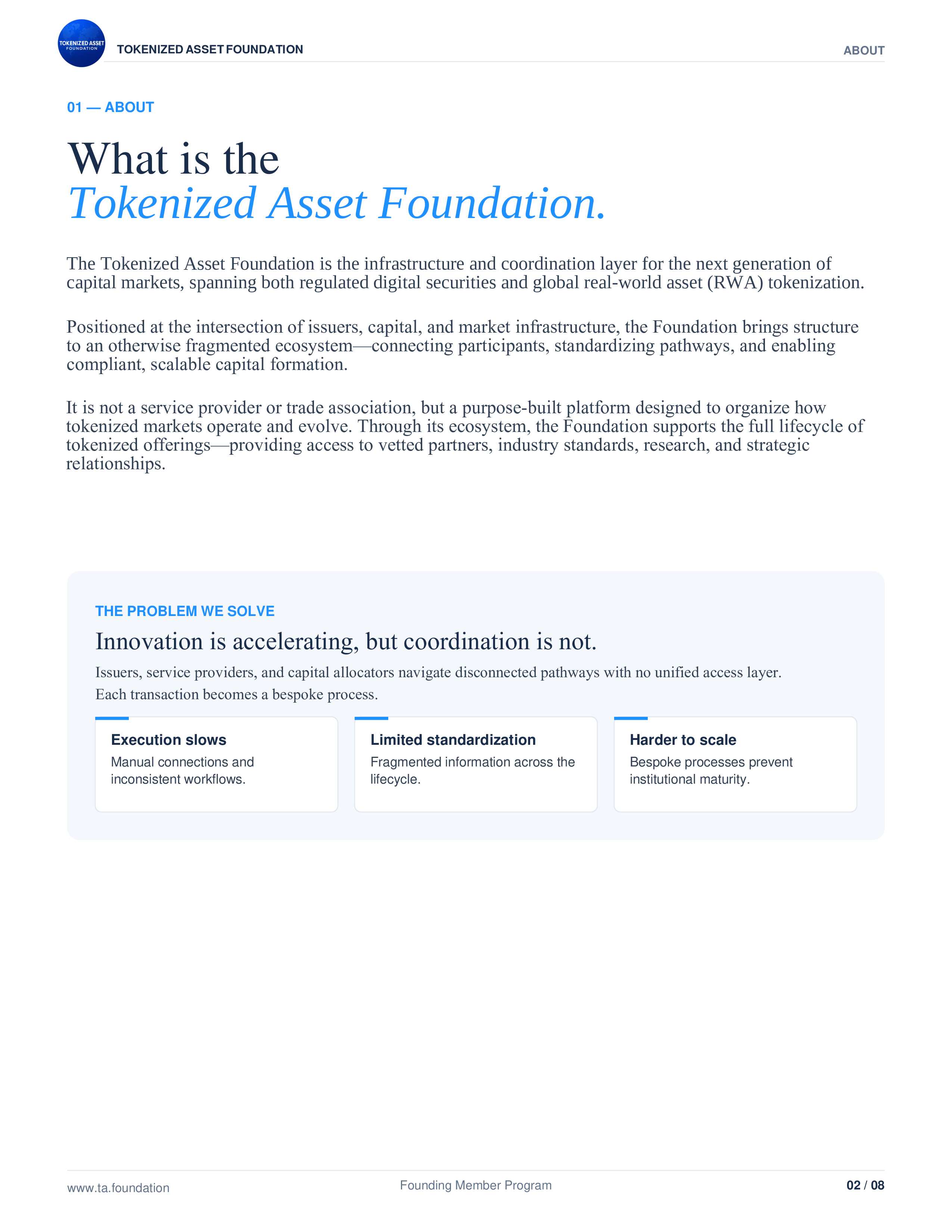 01 — About The Tokenized Asset Foundation