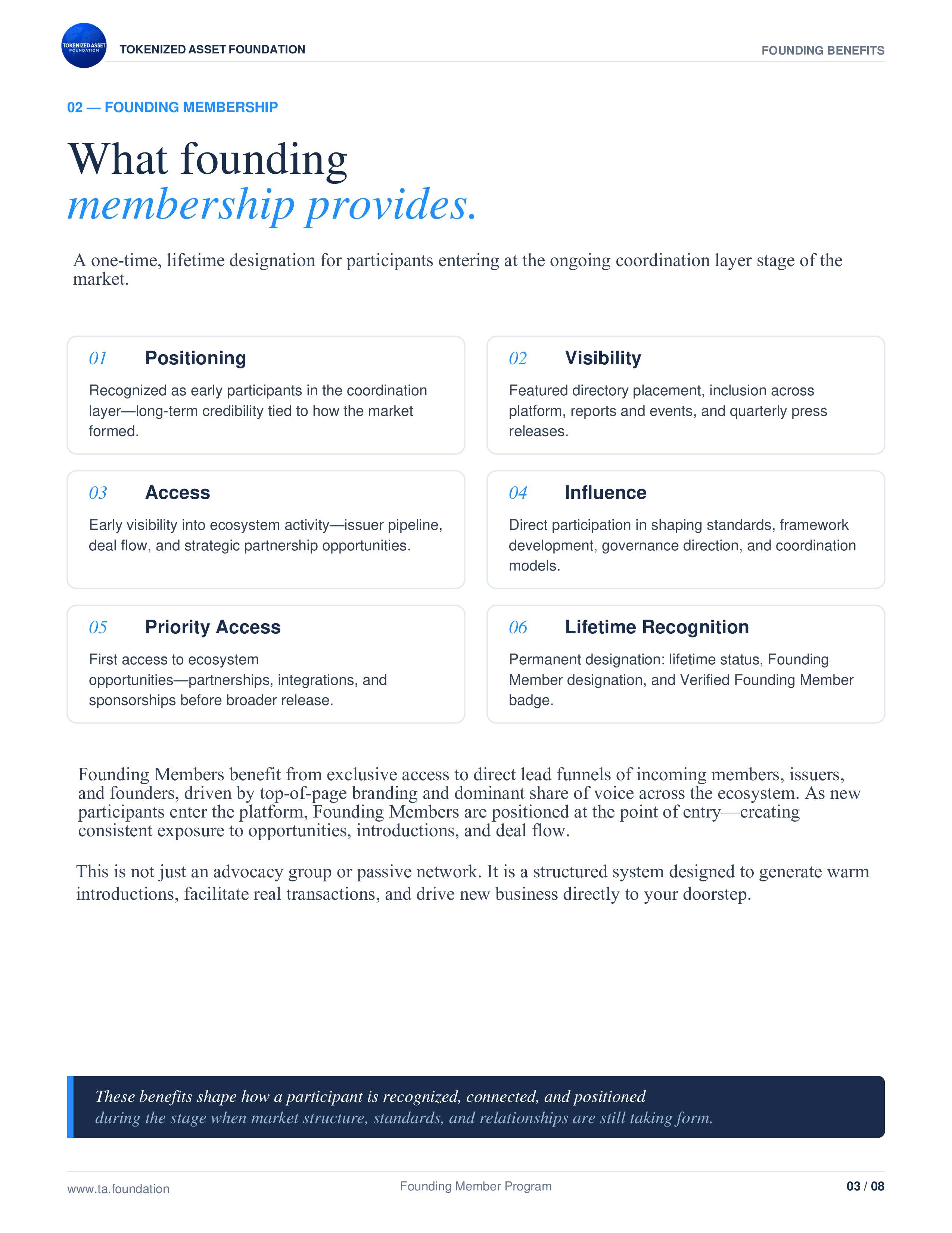 02 — What Founding Membership Provides